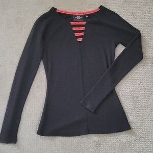 Harley Davidson Lace Up Long Sleeve Top